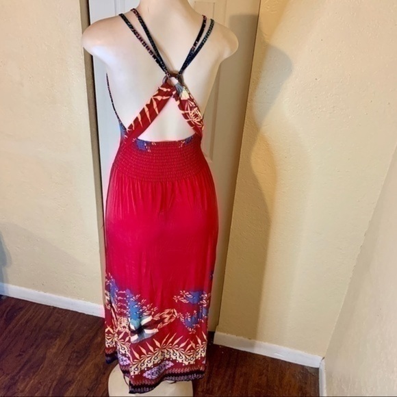 Sun Dress Floral Maxi - XXL  ( Y-188 ) red - Picture 6 of 10